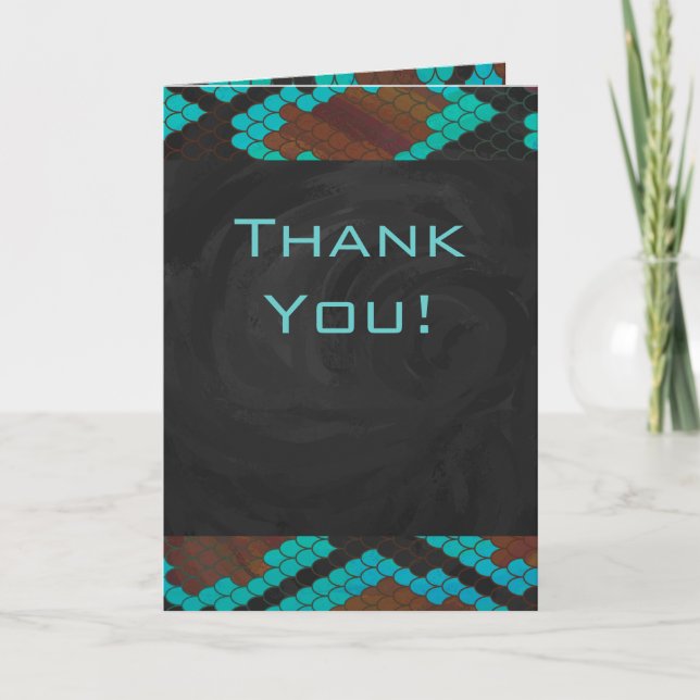 Carte Monogramme serpent impression Brown et Turquoise (Devant)