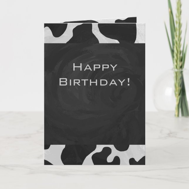 Carte Monogramme vache noir et blanc (Devant)