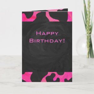 Carte Monogramme vache rose chaud et noir