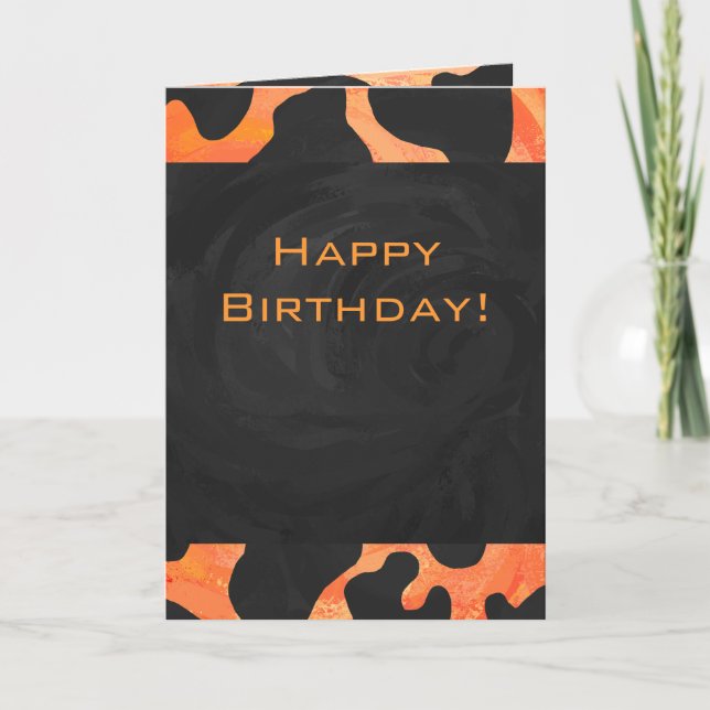 Carte Monogramme Zèbre Orange et Noir (Devant)