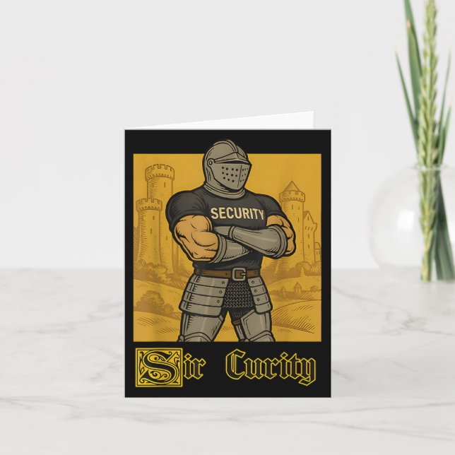 Carte Monsieur Curity Drôle de Sécurité Pun Chevalier Mo (Devant)
