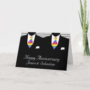 Carte Monsieur et Monsieur, Deux Mariés Anniversaire de 