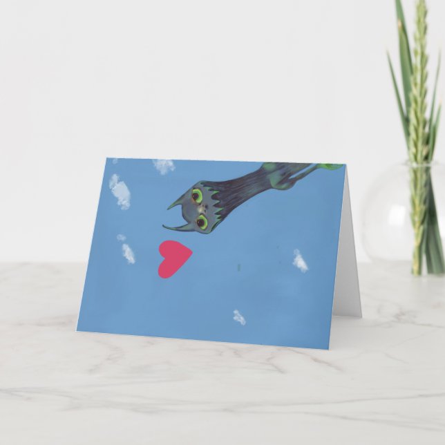 Carte Monster bleu en amour (Devant)