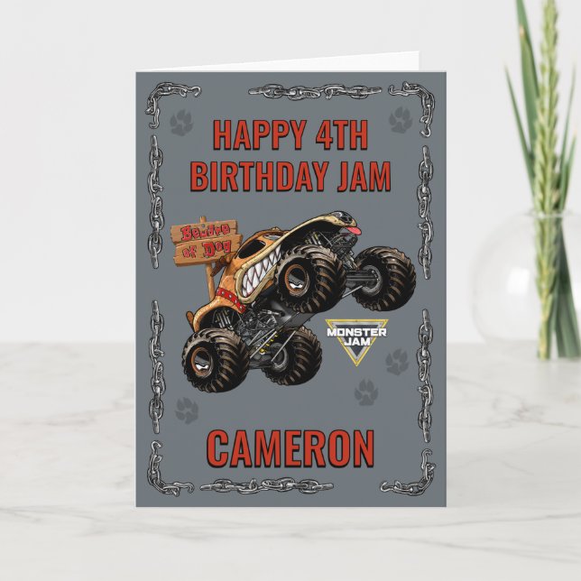 Carte Monster Jam - Anniversaire de Monster Mutt (Devant)