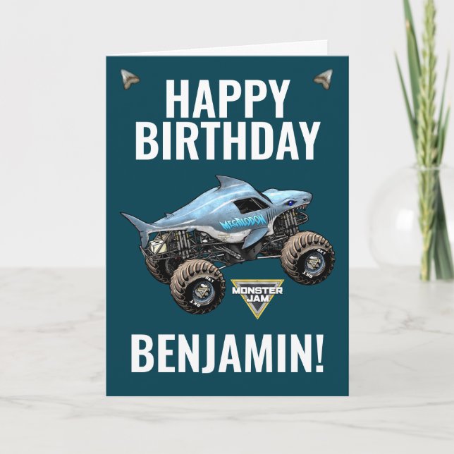 Carte Monster Jam Mégalodon Joyeux Anniversaire (Devant)