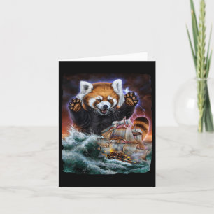Carte Monster Red Panda Tandis Que Kraken Attaque Un Bat
