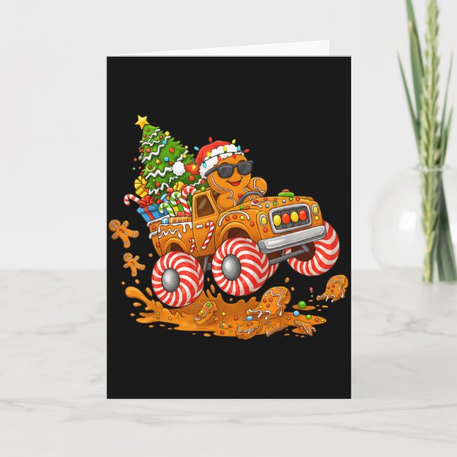 Carte Monster Truck Gingerbread Man Funny Christmas Baki (Devant)