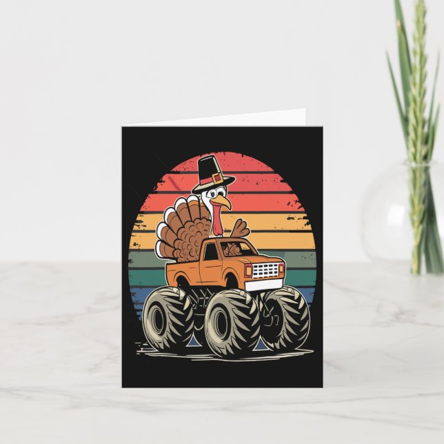 Carte Monster Truck Turquie Sunset Retro Thanksgiving Bo (Devant)