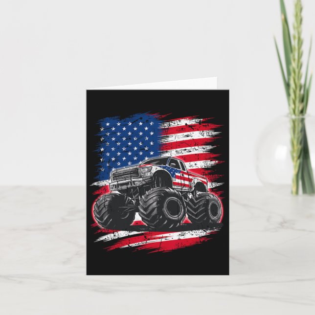 Carte Monster Truck Usa Drapeau Américain Pour Femmes Fi (Devant)