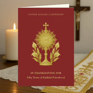 Carte Monstrance d'or Hommage au 50e anniversaire du prê