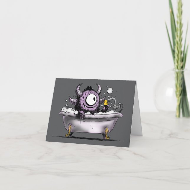 Carte Monstre dans un bain moussant (Devant)