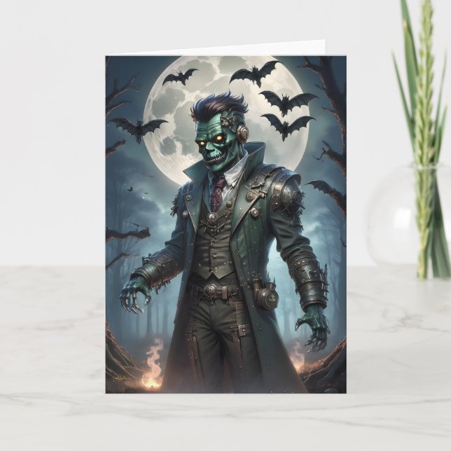 Carte Monstre de Frankenstein Steampunk Halloween (Devant)