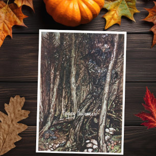 Carte Monstres vintages Dans Une Halloween D'Arbre