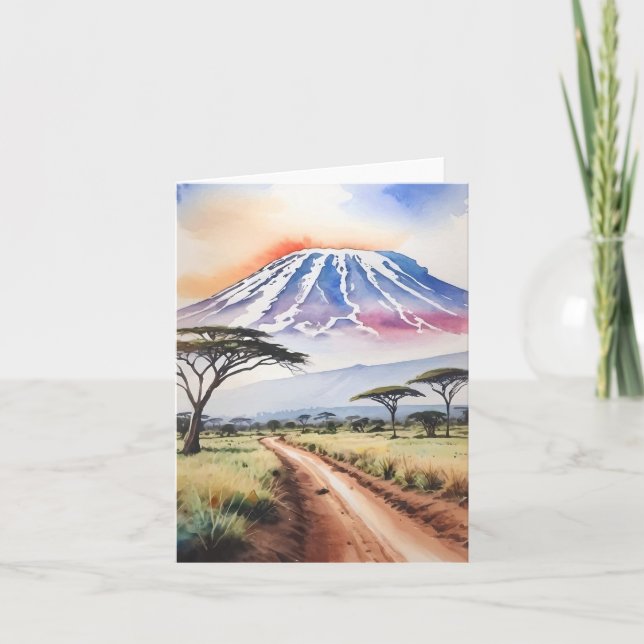 Carte Mont Kilimandjaro Tanzanie Aquarelle (Devant)