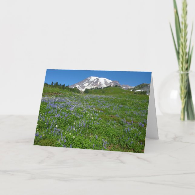 Carte Mont Rainier avec Lupins pourpres (Devant)