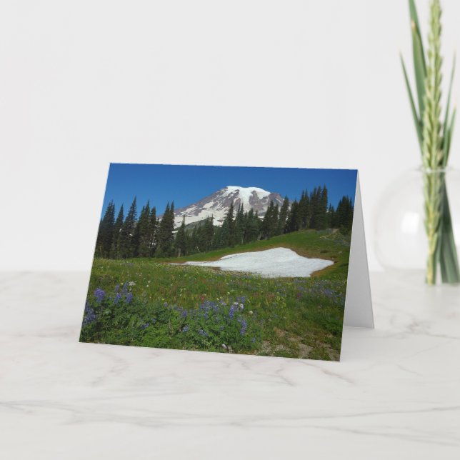 Carte Mont Rainier, Fleurs sauvages et neige (Devant)