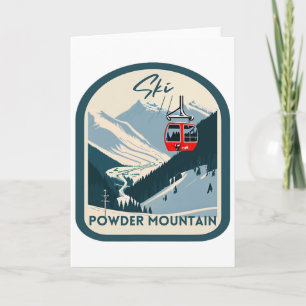 Carte Montagne de poudre à ski Rétro Vintage Powder Moun
