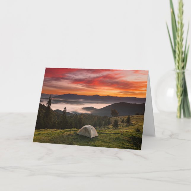 Carte Montagnes | Camping Foggy Sunrise (Devant)