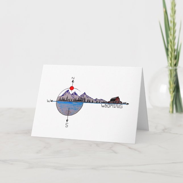 Carte Montagnes et boussole du Wyoming (Devant)