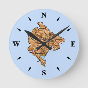 Carte Monténégro Horloge