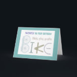 Carte Montez l'anniversaire faisant du vélo de fille de<br><div class="desc">Montez l'anniversaire faisant du vélo de fille de montagne de traînées avec l'image faite à partir des pièces de vélo</div>