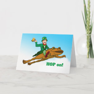 Carte Montez sur St. Patrick's Day Leprechaun Frog and B