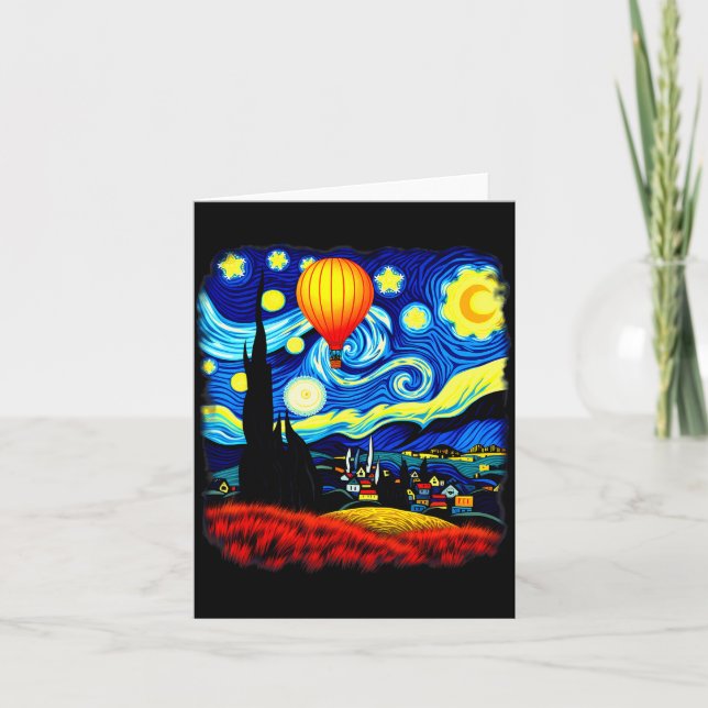 Carte Montgolfière de style Van Gogh Nuit étoilée  (Devant)