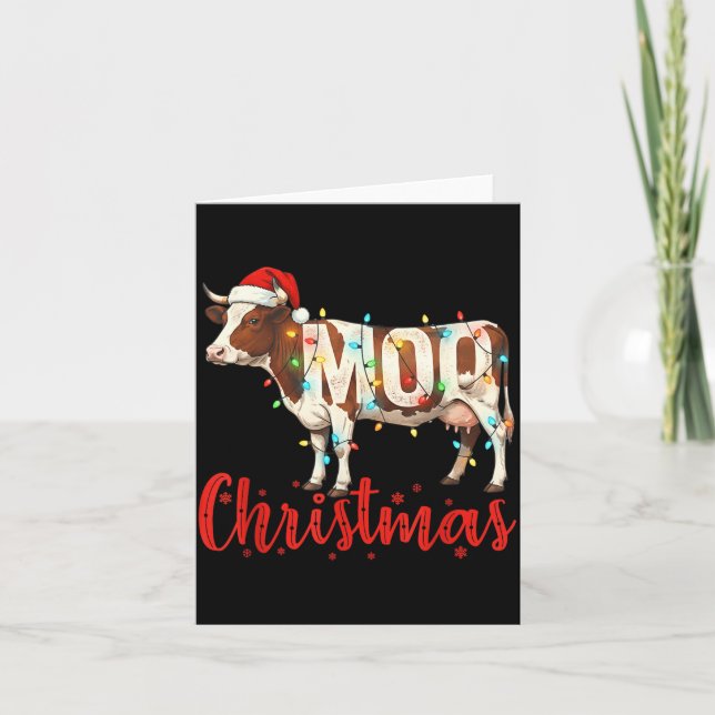 Carte Moo Christmas Funny Cow Lovers Cattle Famer Farmin (Devant)