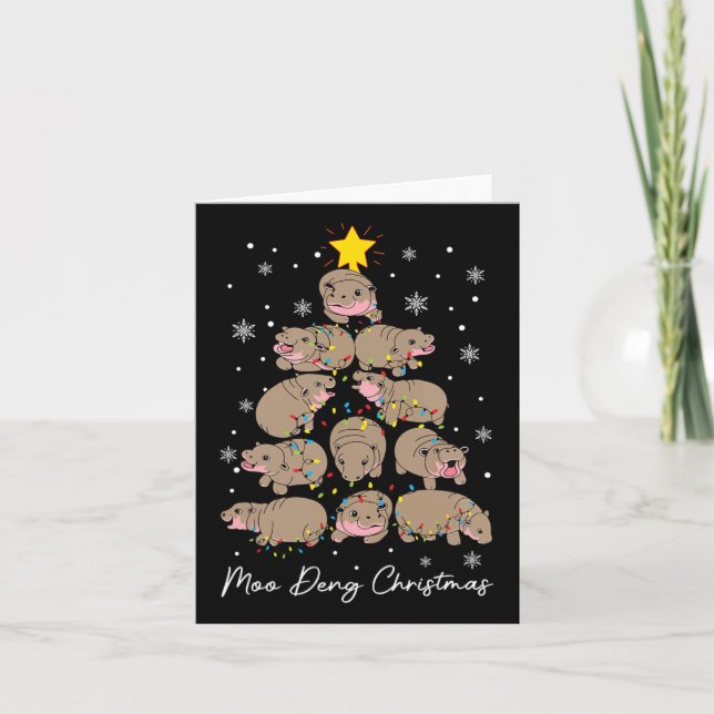 Carte Moo Deng Christmas Tree Funny Mignonne Ba (Devant)