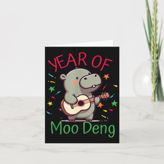 Carte Moo Deng Is A Pygmy Hip Happy New Year Funny  (Devant)