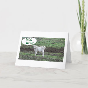 Carte MOO QUI DIT LA VACHE OU BOO HOO 40e ANNIVERSAIRE