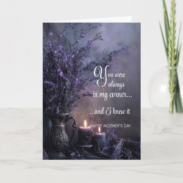 Carte Moody, Elegant Mother's Day Lavender Dark Floral  (Devant)