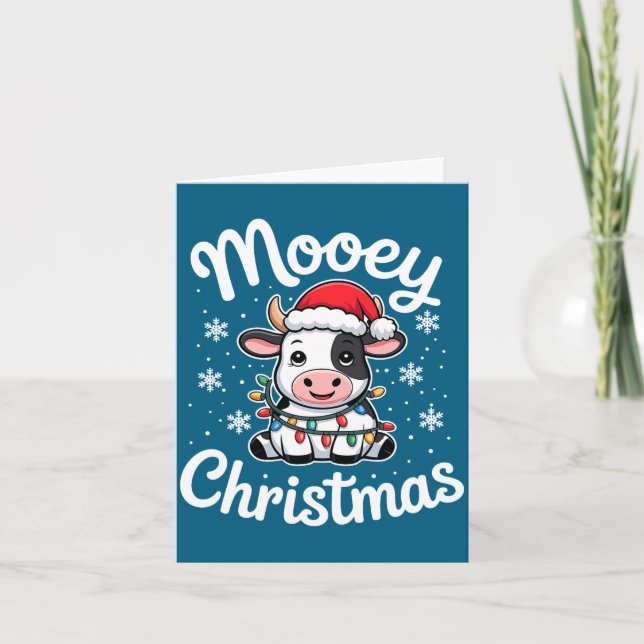 Carte Mooey Christmas Cute Cow With Santa Hat And Holida (Devant)