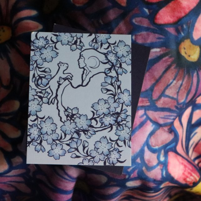 Carte Moon Goddess Chat Witch Blues (Créateur téléchargé)