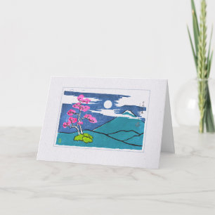 Carte Moon & Plum Blossoms Mt. Fuji (Blank)