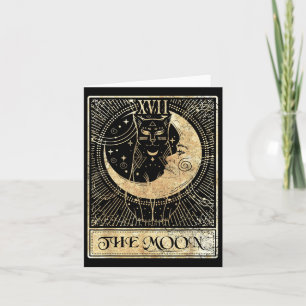 Carte Moon Tarot Crescent Cat Nuit Halloween C