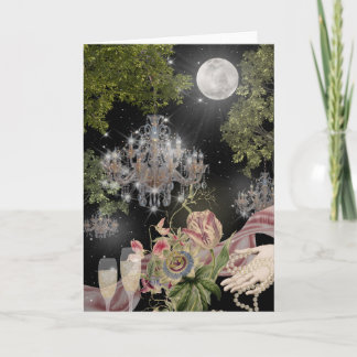 Carte Moonlit Elegance in a Garden Folded Greeting Card