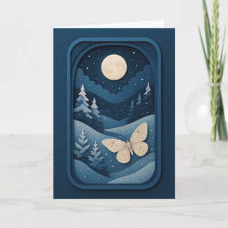 Carte Moonlit Moth in Winter Forest Card