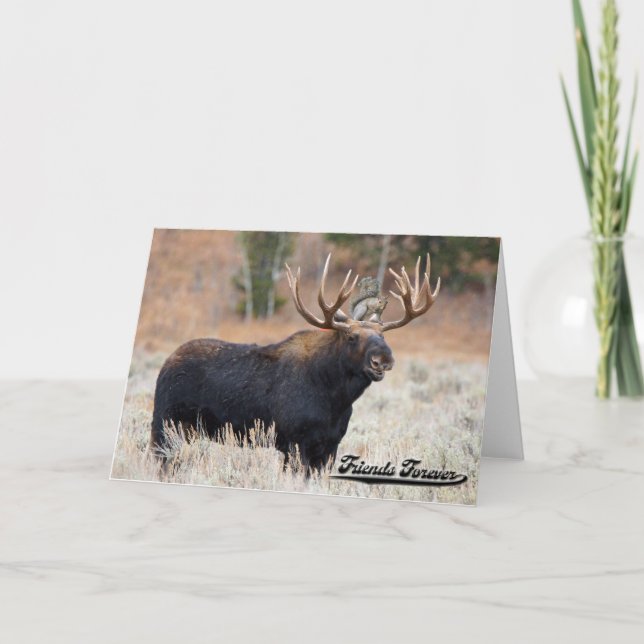 Carte Moose and Squirrel "Friends Forever" Greeting Card (Devant)