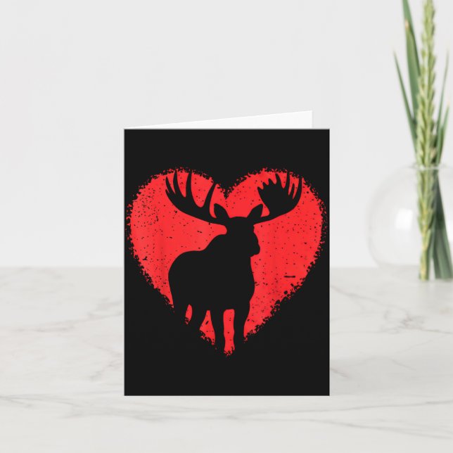 Carte Moose Lover Valentines Day Cute Red Heart Wild Ani (Devant)