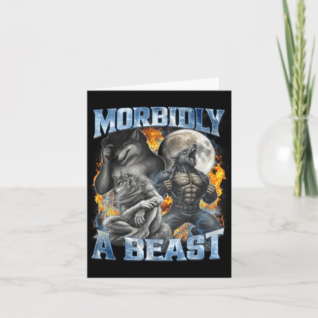 Carte Morbidly A Funny Cringe Alpha Werewolf Wolf Meme  (Devant)