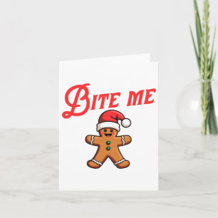 Carte Mords Moi Biscuit Pain d'Épice Noël Drôle Sarcasti
