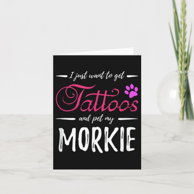 Carte Morkie Amoureux des chiens Tattoo Funny Chien Mama (Devant)