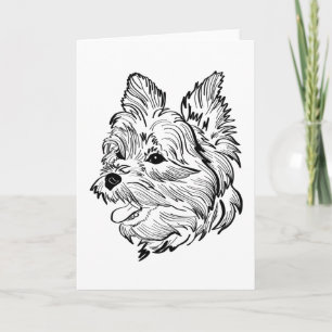 Carte Morkie Chien Line Art