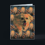 Carte Morkie Dog "The Scream" Funny 40 Birthday Card<br><div class="desc">"Le canard." Admettons-le, ça nous défonce tous et... wham ! Nous avons 40 ans. Cette carte montre ce que ça fait de réaliser que vous avez tourné cet âge magique. L'image est une image stylisée de notre chien, Mojo. Mojo est un "Morkie", un croisement entre un Maltais et un Terrier...</div>