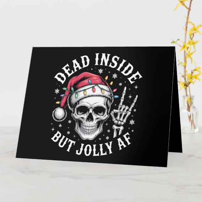 Carte Mort à l'intérieur mais Jolly AF Noël Squelette Es (Fleur jaune)