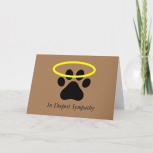 Carte Mort de chien Sympathy Card Chien Paw avec Halo