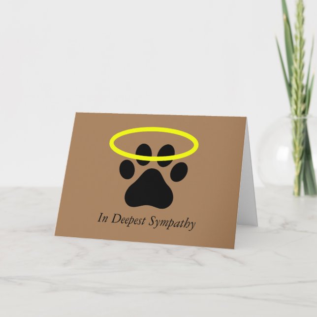 Carte Mort de chien Sympathy Card Chien Paw avec Halo (Devant)