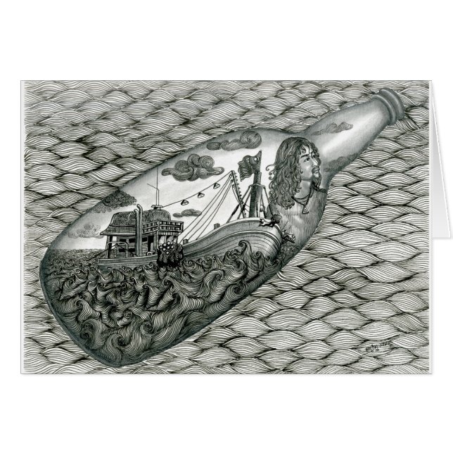 Carte morte d'oeil avec Vannak dans une bouteille (Devant horizontal)