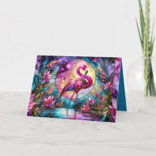 Carte Mosaïque de verre coloré Flamant Rose